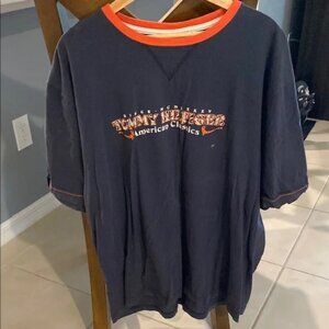 Vintage Tommy Hilfiger Blue Short Sleeve T Shirt with Orange Details - Size XL